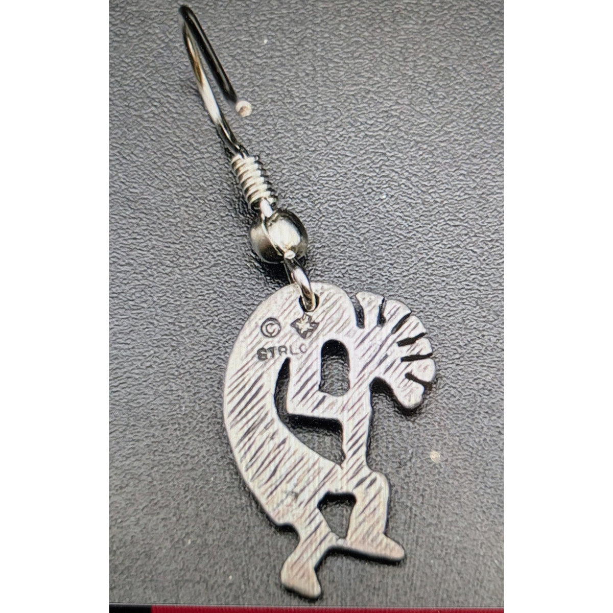 925 Sterling Silver Kokopelli Dangle Wire Earrings 2.6g