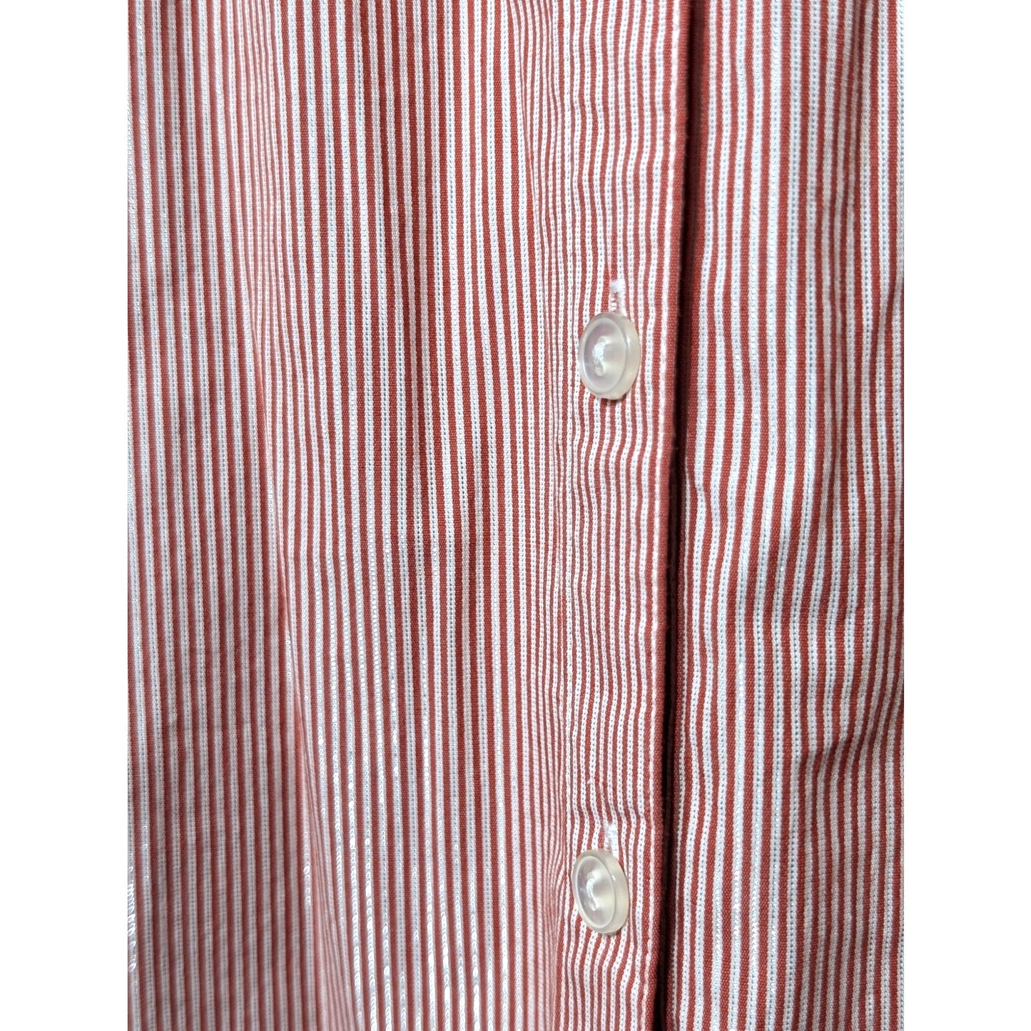 Chico's Red Silver Metallic Stripe Button Front Blouse Womens Size 3 (XL-16)