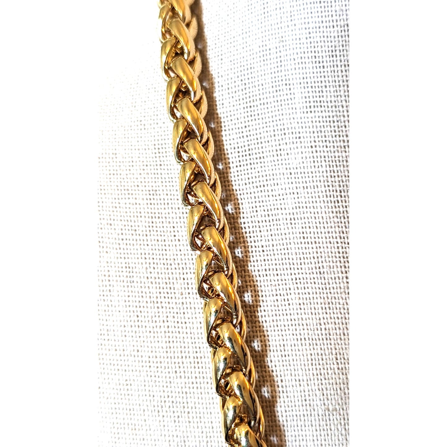 Polished Gold Tone Heavy Wheat 30" Chain Link Design Statement Necklace