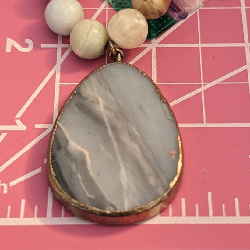 Boho Genuine Stone Bead/Pendant Crystal Long 35" Necklace
