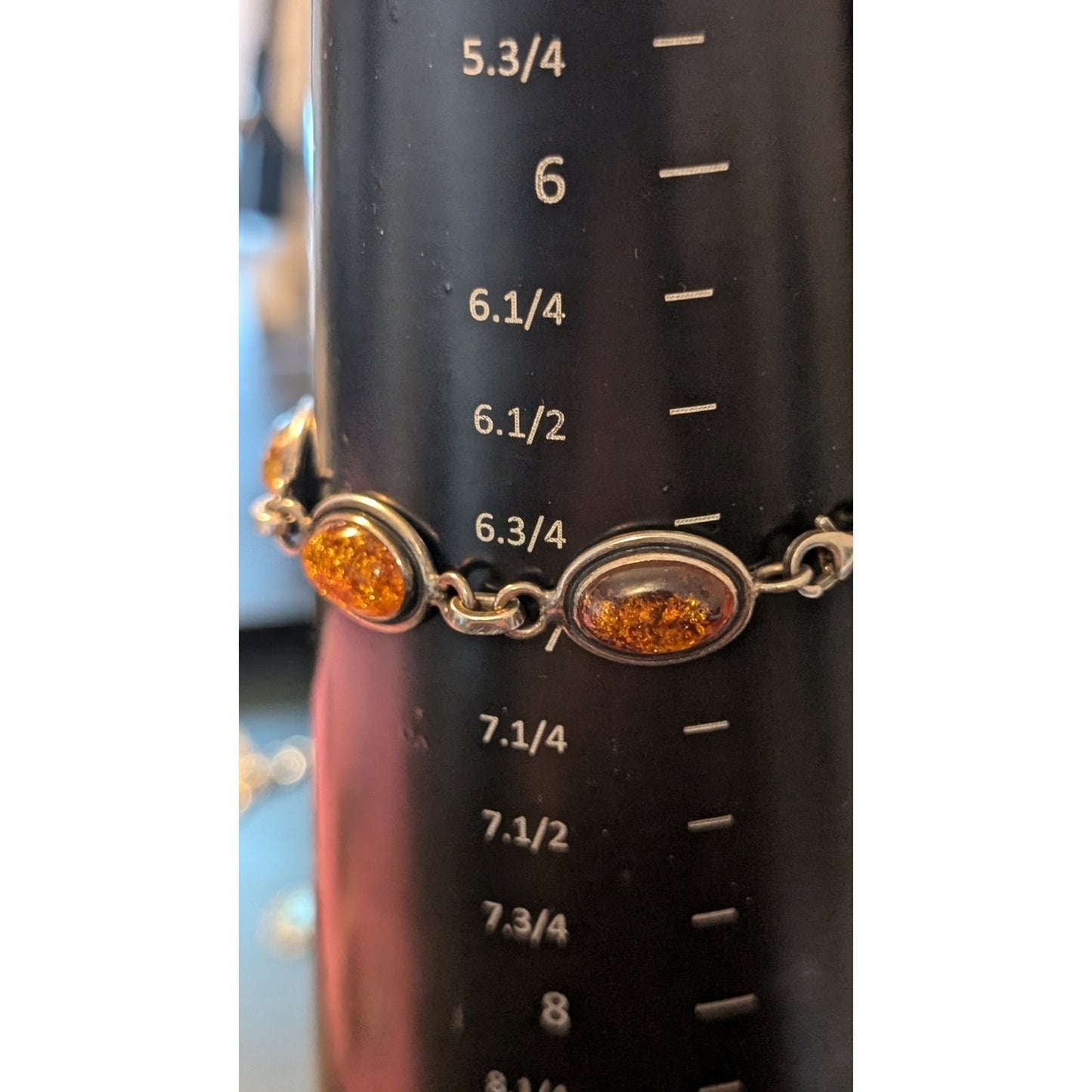 Vintage Polish Gdansk Amber 925 Ring & Amber Marked KW 925 Bracelet Set