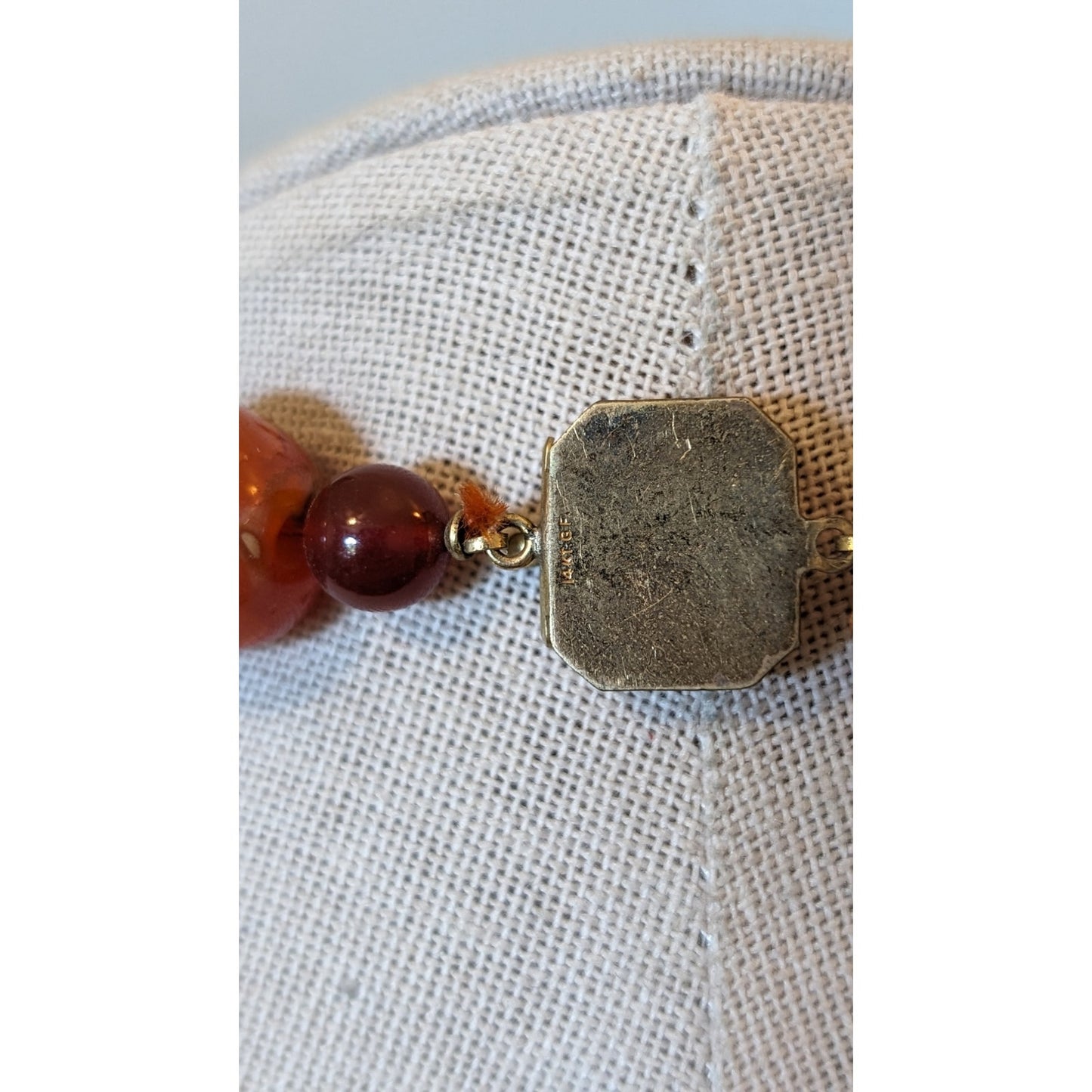 Vintage Natural Earth Mined, Carnelian Statement Necklace W/ 14k GF Clasp