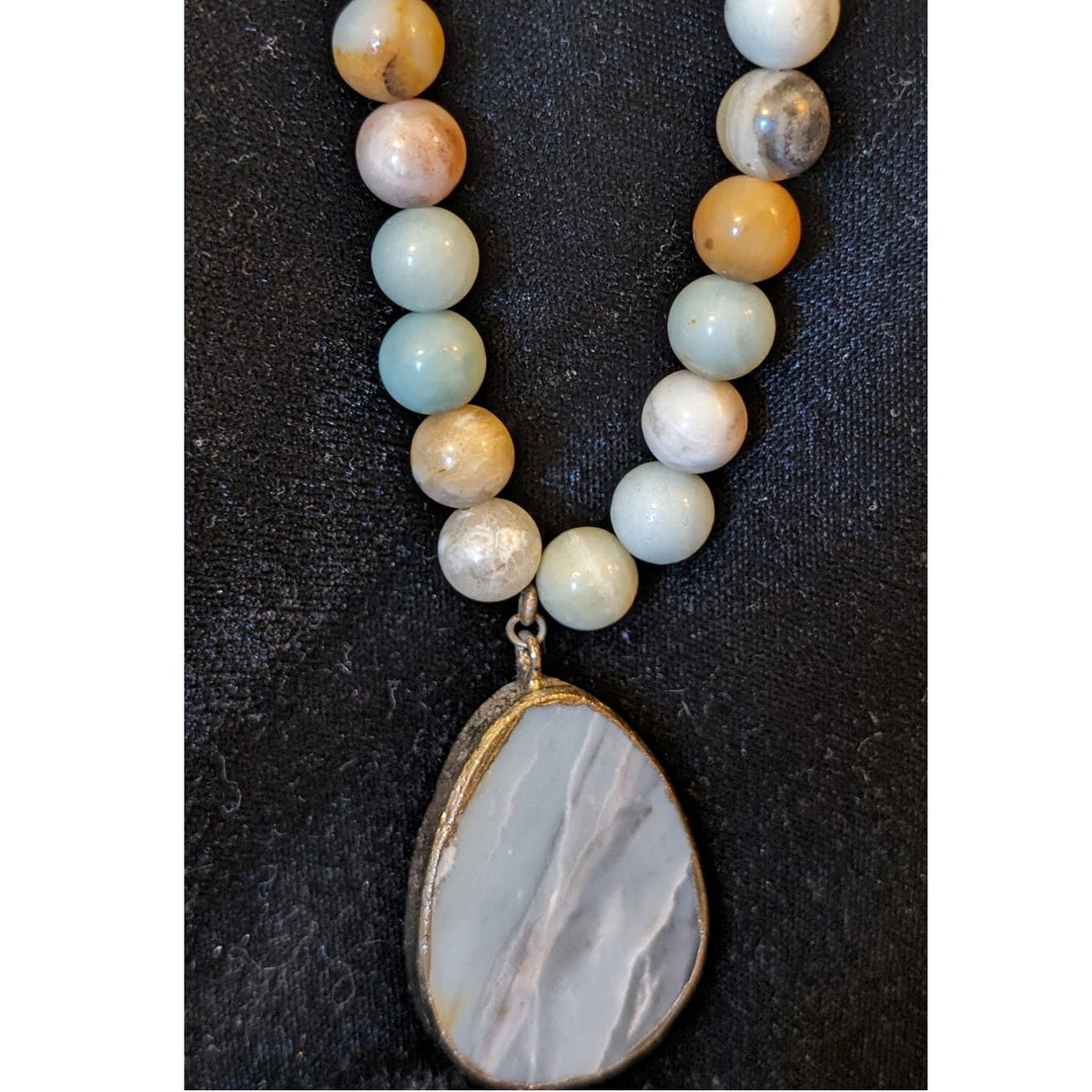 Boho Genuine Stone Bead/Pendant Crystal Long 35" Necklace