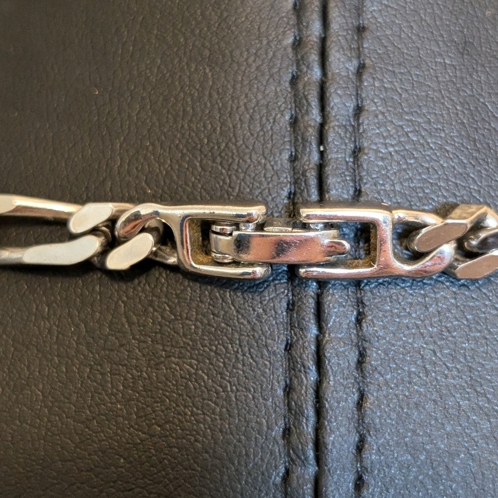 Vintage Monet Sparkling Silver Tone Figaro Chain Link 36" Necklace