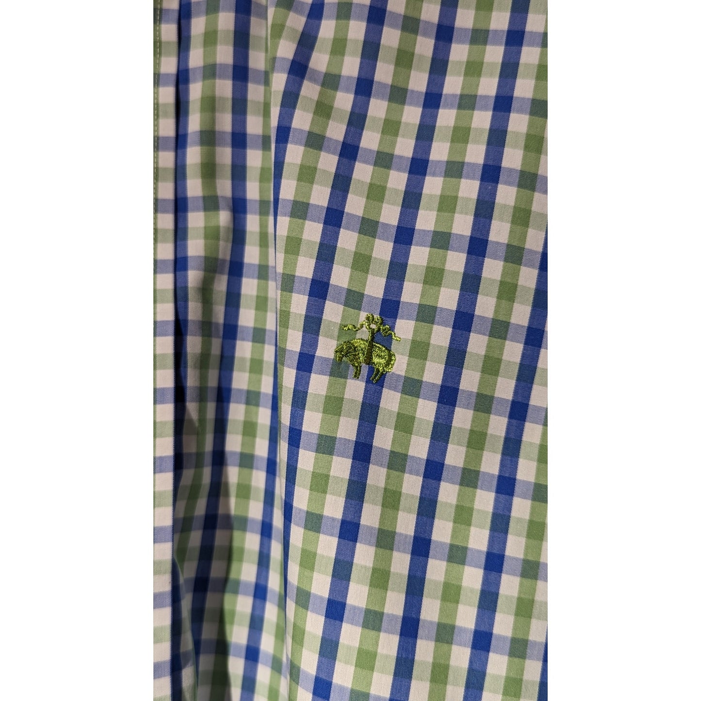 Brooks Brothers Men's Navy/Green Gingham Check Button Down Size L
