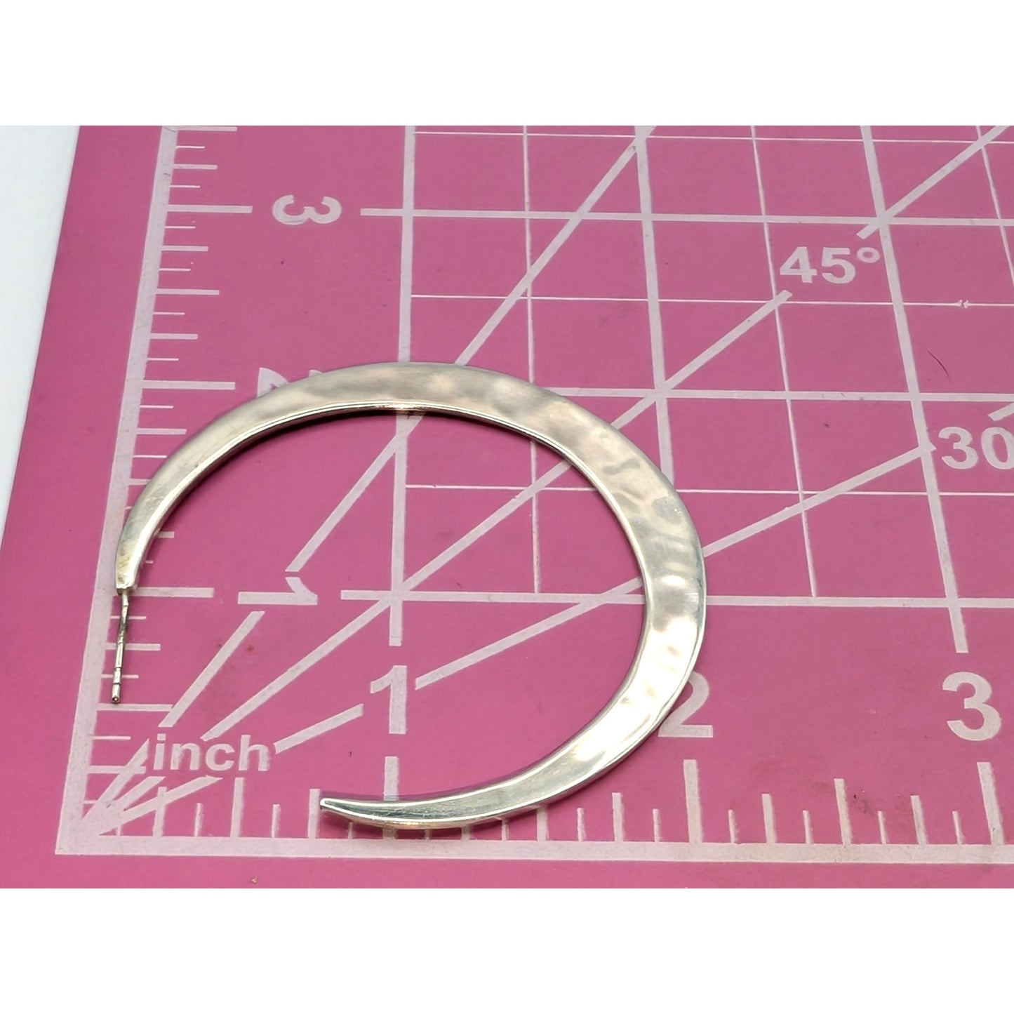 Robert Lee Morris 925 Sterling Silver Hammered Crescent Hoop Earrings