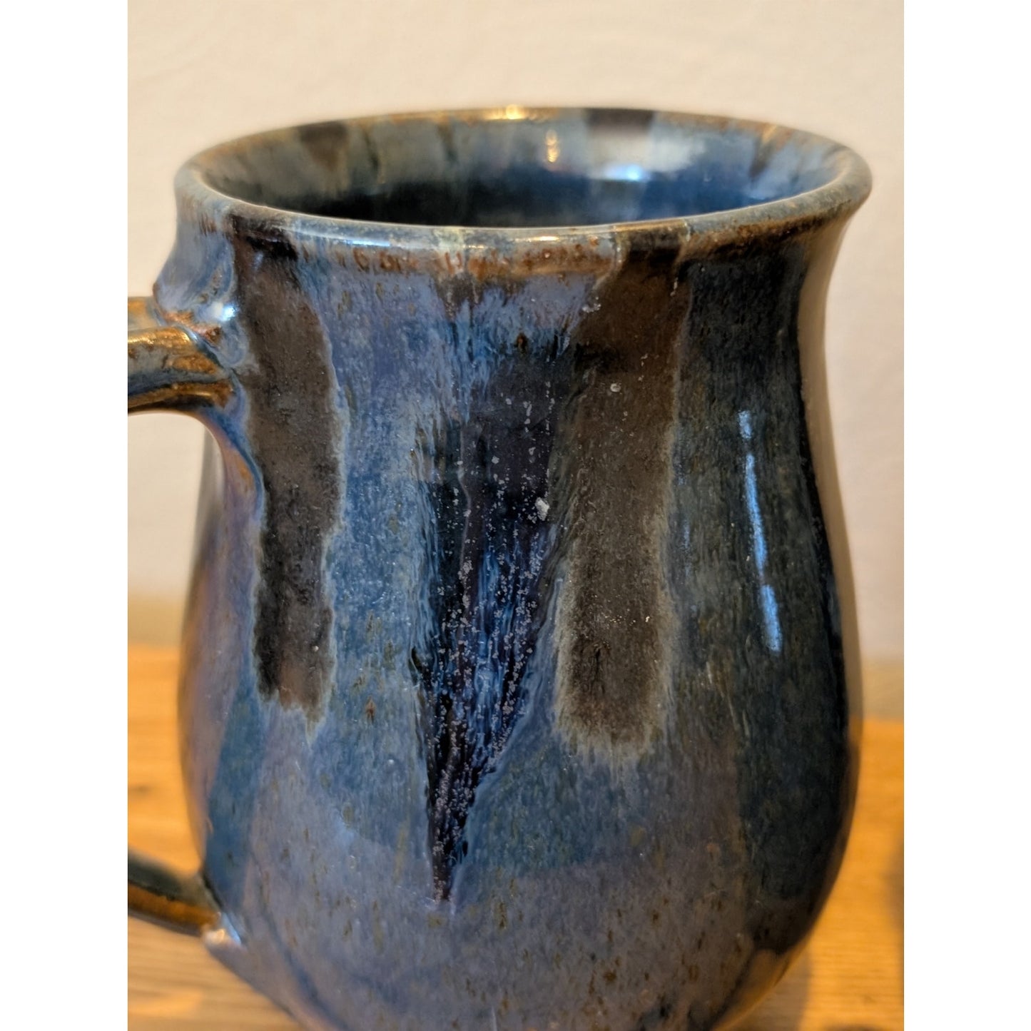 Set of Two Blue Signed Studio Pottery Coffee Mugs