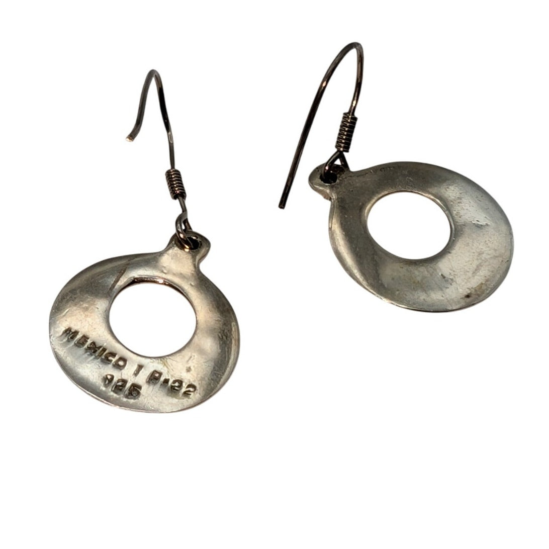 Vintage Taxco 925 Sterling Silver  Dangle Open Circle Earrings 9.08g