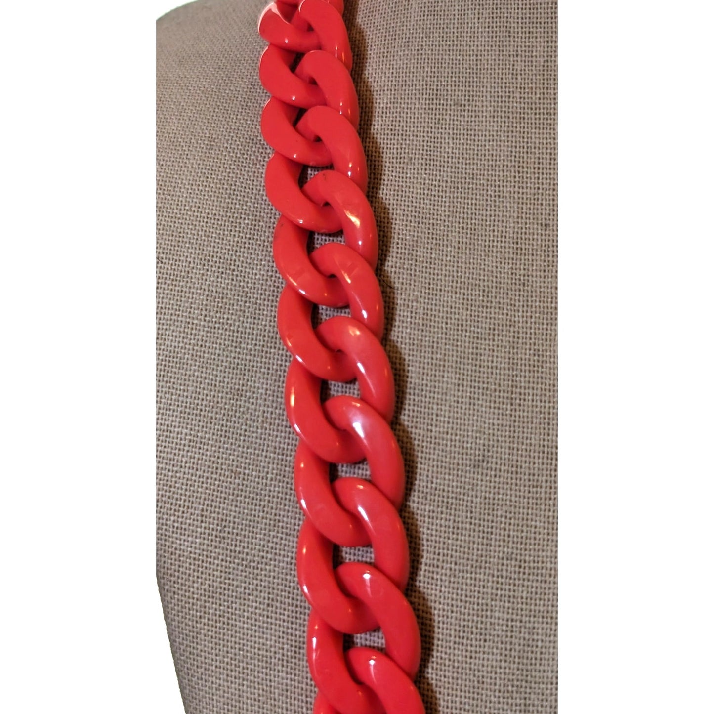 Hot Pink Acrylic 3/4" Cable Link 28" Necklace