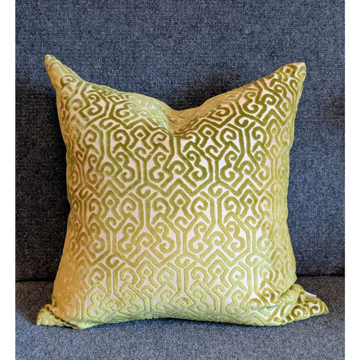 Sag Harbor Green Cut Velvet All Over Design Zippered Duck Feather Insert Pillow