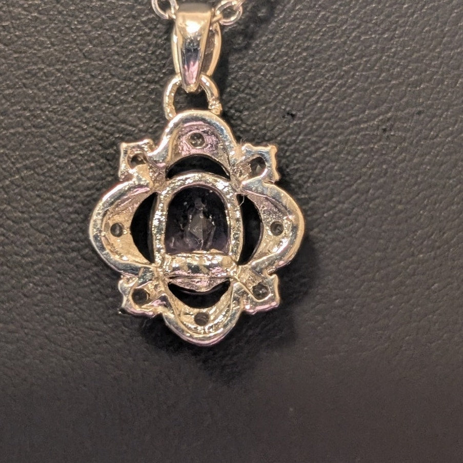 Genuine Amethyst CZ Pendant 18" Necklace