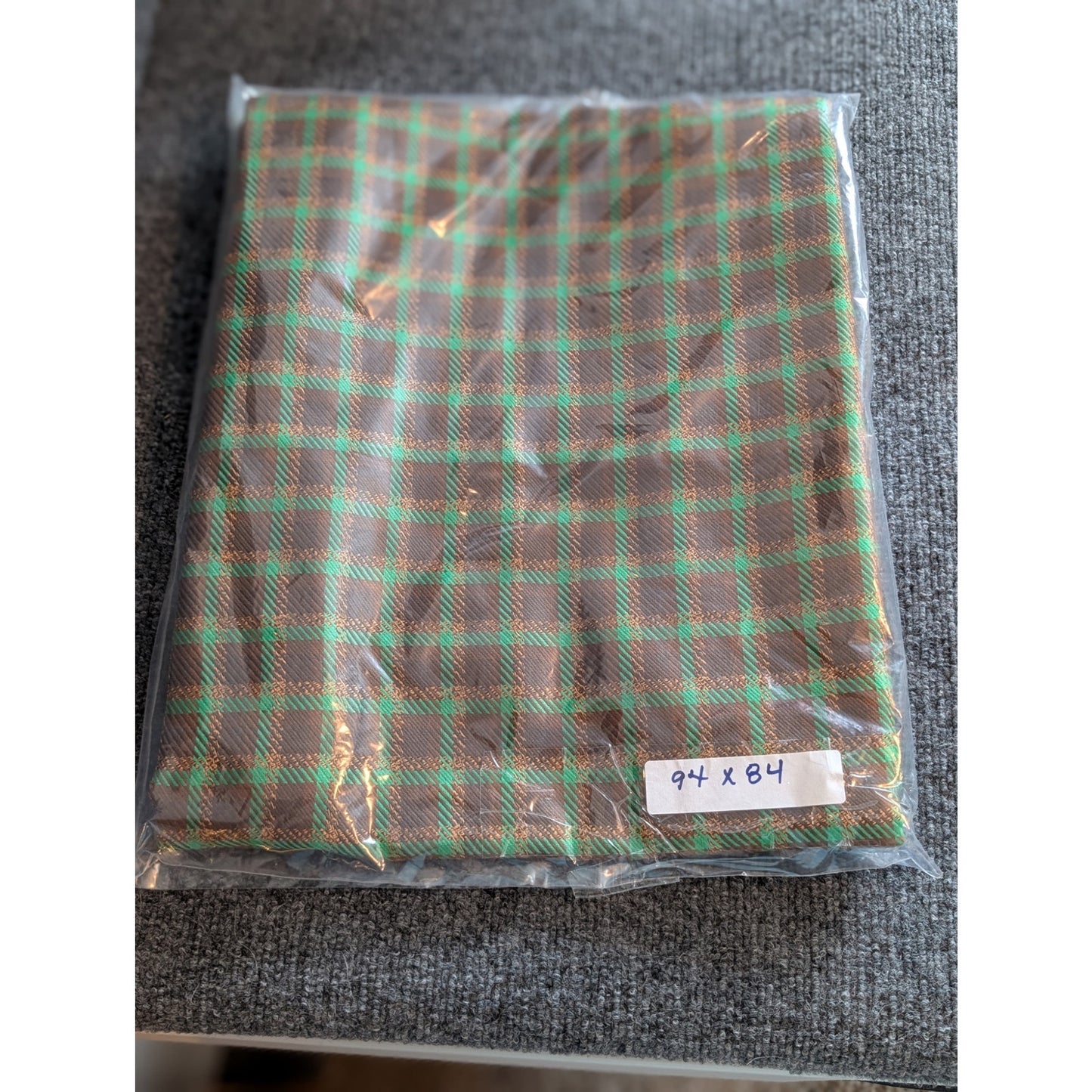 NWOT Brown Bronze Green Plaid Fabric Remnant 94" X 84"