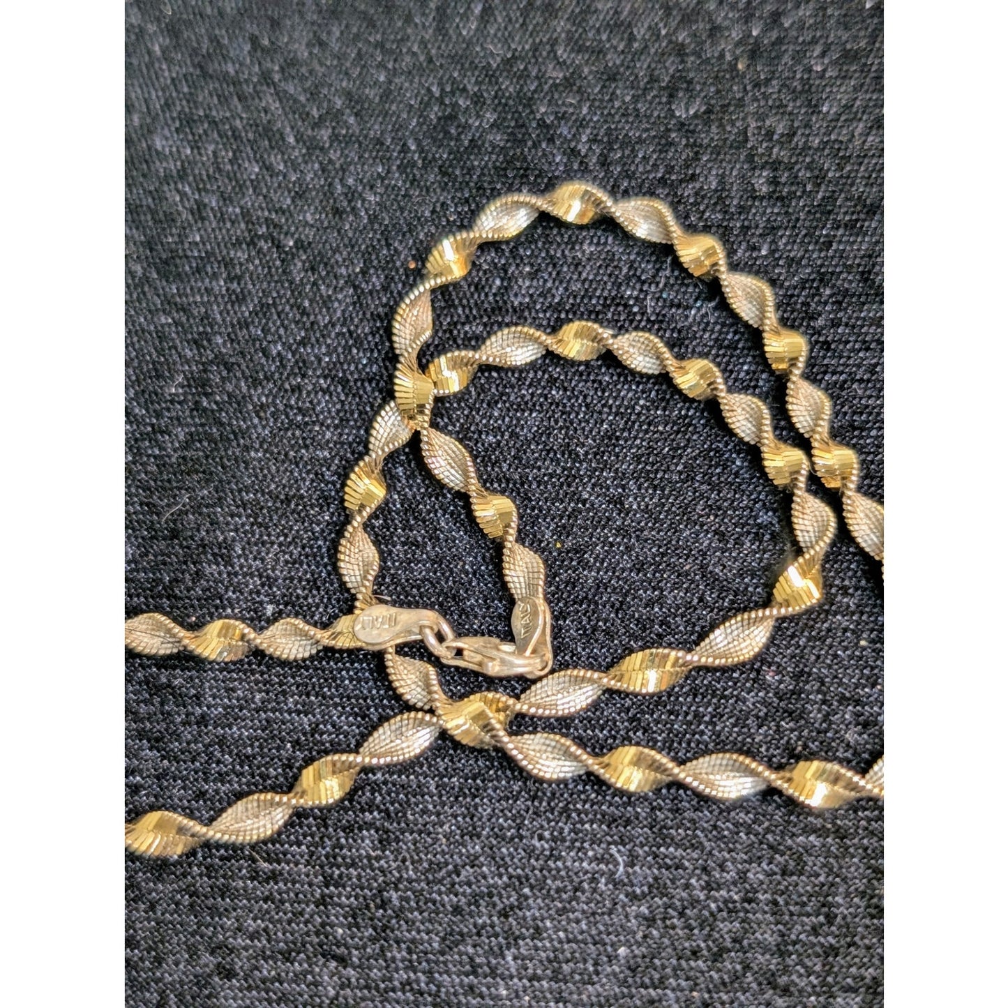 Vintage Twisted Two Tone 925 Italy Sterling Sparkling Gilded 20" Chain Necklace
