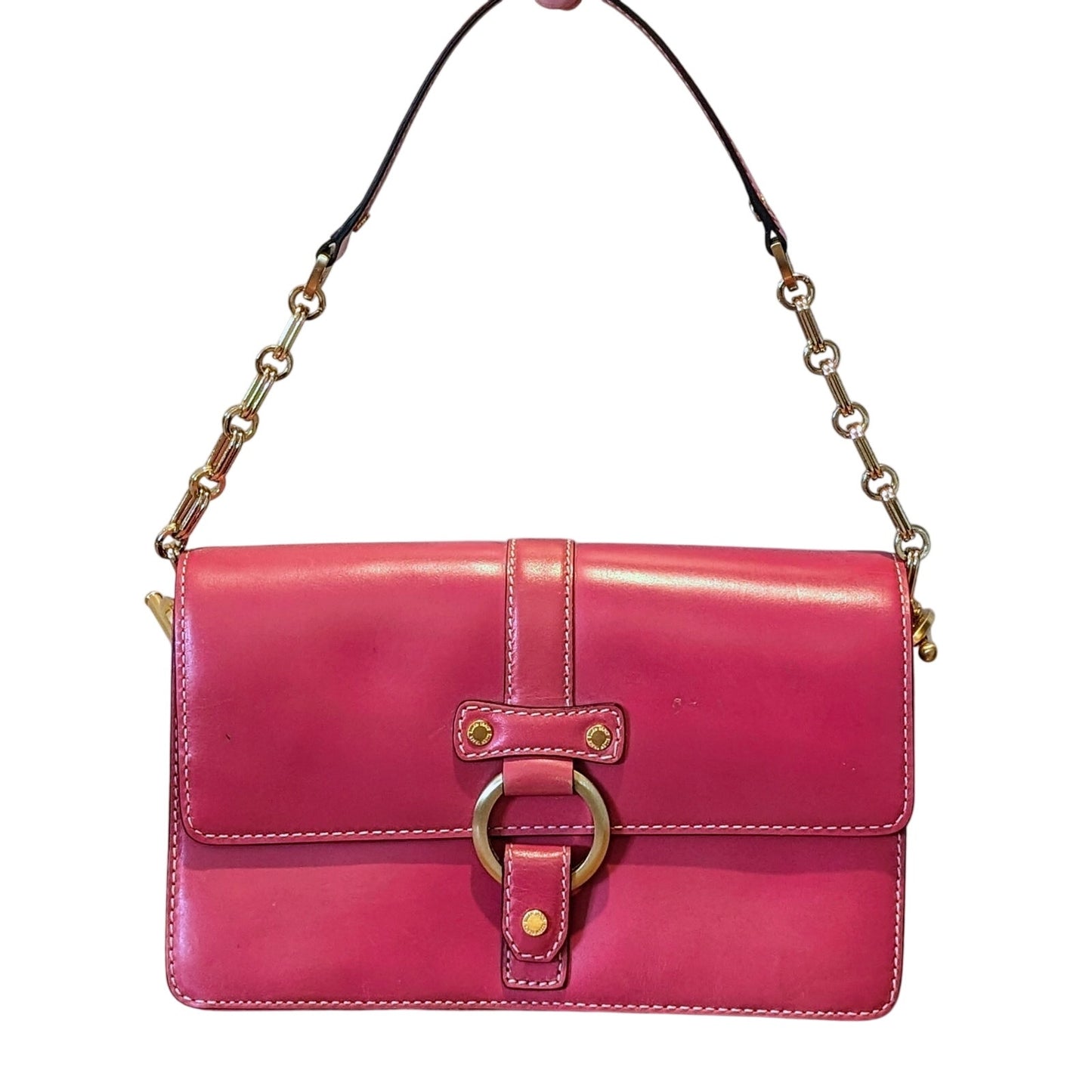 Ellen Tracy Vintage Pink Leather Chain Strap Shoulder Bag