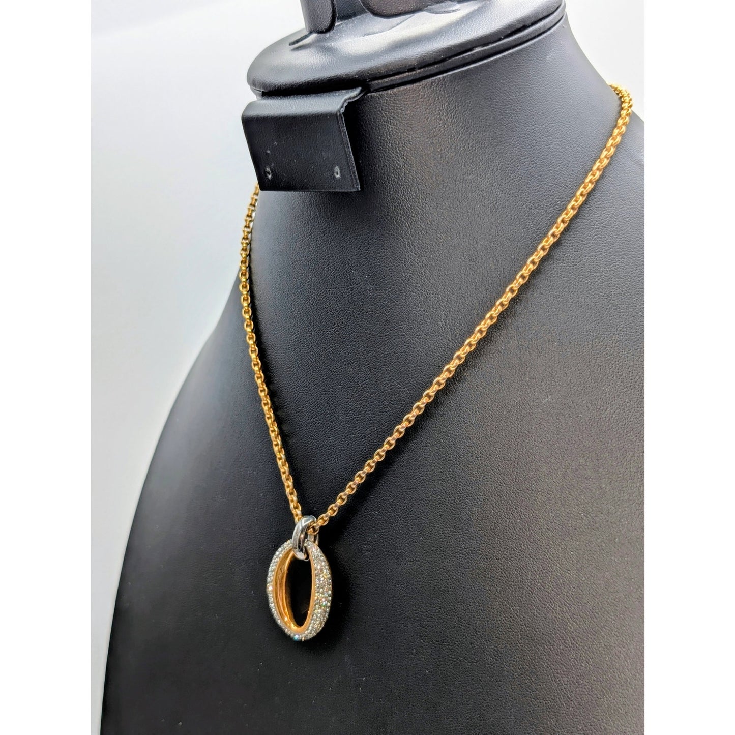 Swarovski Authentic BDIA Crystal Pendant Gold Tone Chain 17.75"-19.75" Necklace