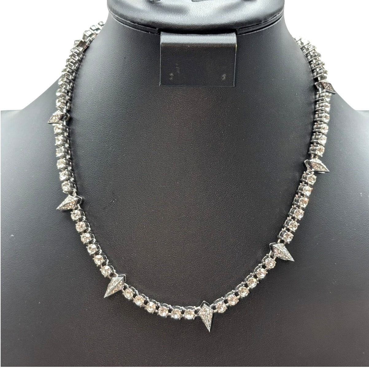 Hip Hop Black Panther CZ Wolf Tooth Silver Tone Fold Over Clasp 19.5" Necklace