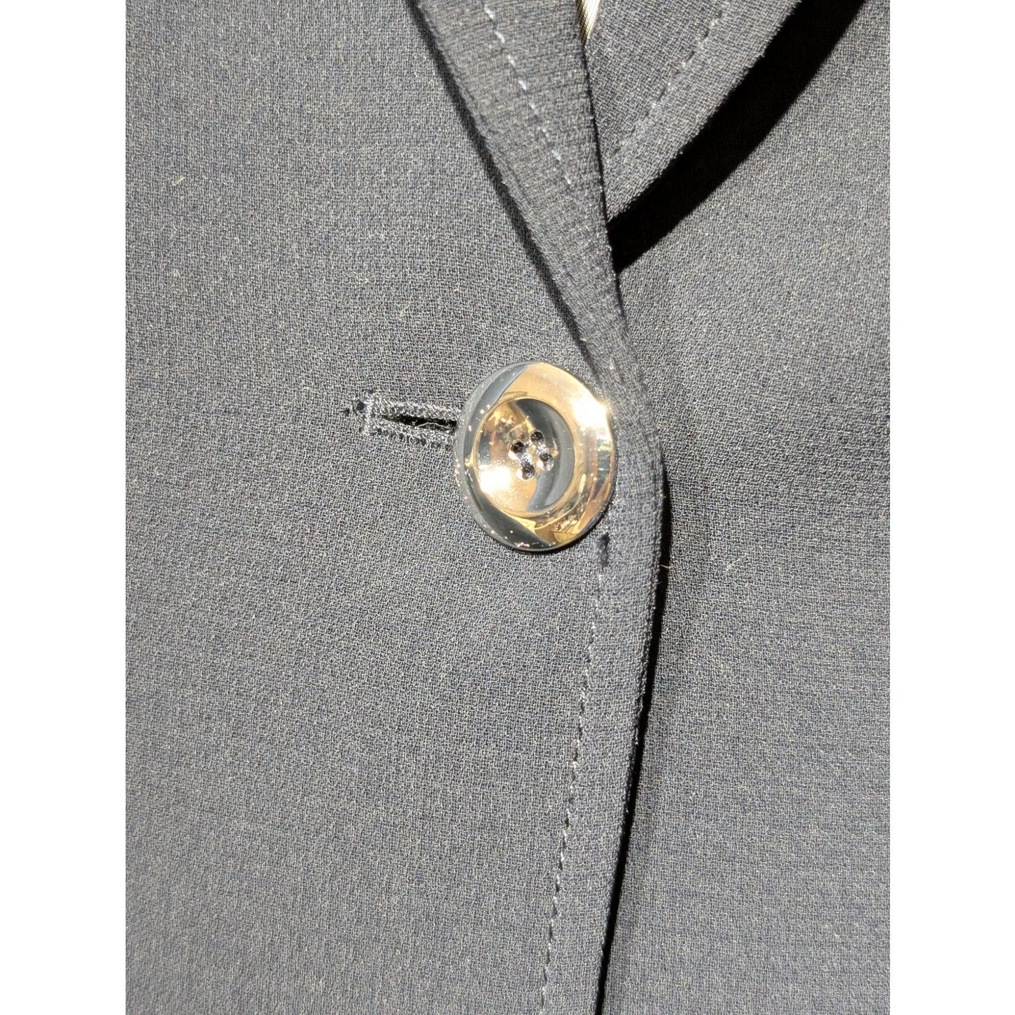 Tahari Arthur S. Levine Petite Navy Silver Zip Pocket Button Lined Blazer Sz 16P