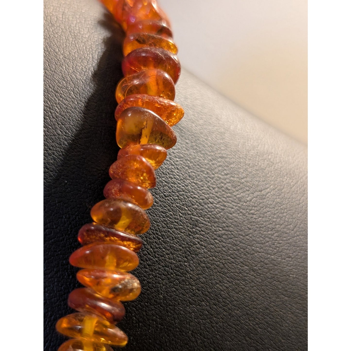 Vintage Graduated Amber Nugget Chip 19" Necklace w/ Barrel Clasp