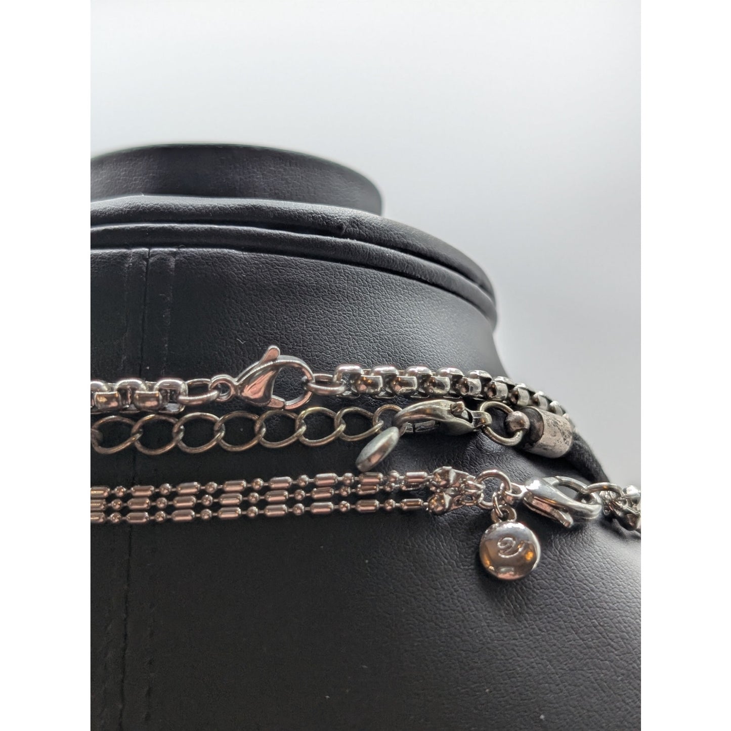 Lot of Three Silver Tone Boho & Chain Necklaces