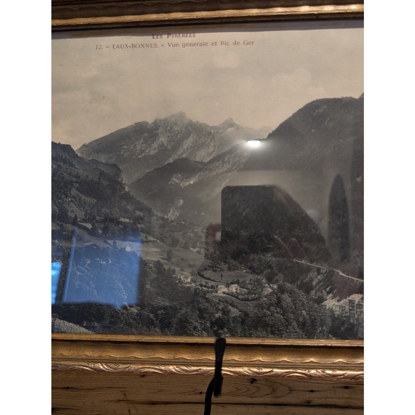 Antique/VTG East to West Framed Black & White Print of Les Pyrenees Under Glass