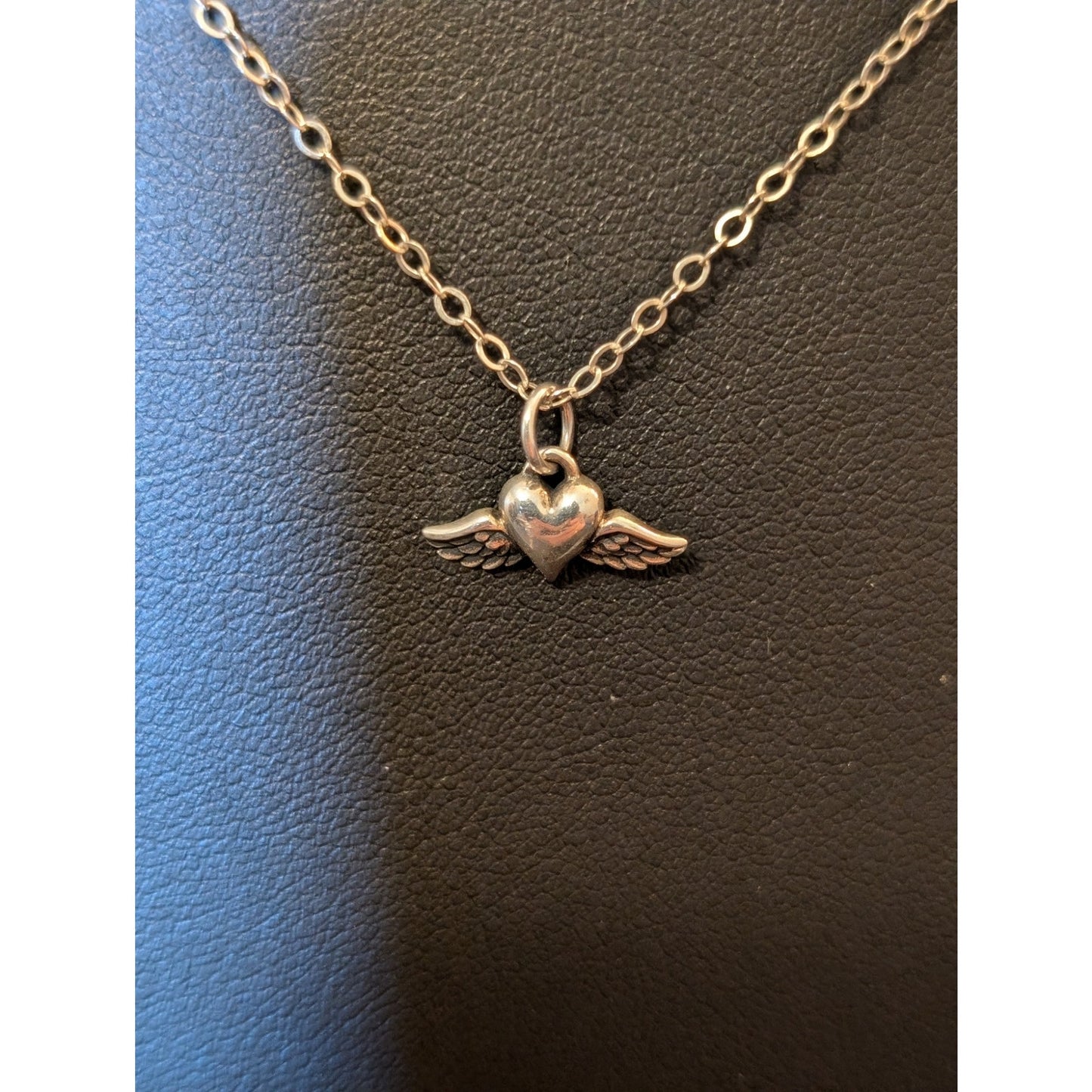 925 Sterling Silver Flying Heart Pendant 18" Chain Necklace