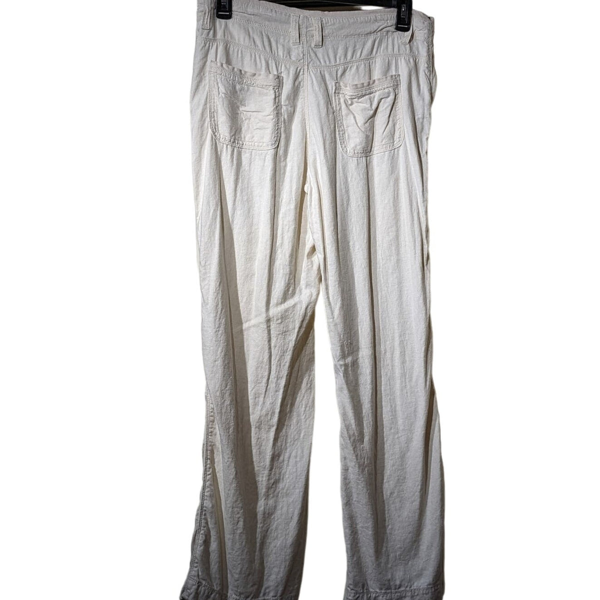 Sonoma Linen Blend Cream Draw String Pocket Wide Leg Pant Women's Sz 10