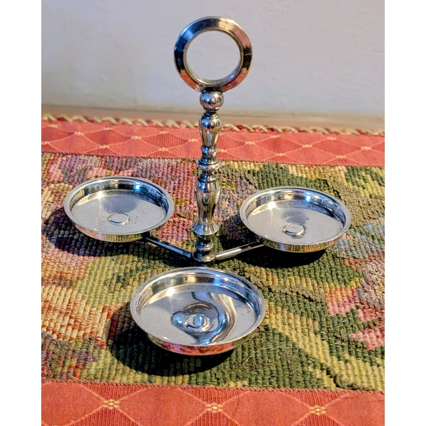Vintage Silver Plated 3 Condiment Caddy Holder PM ITALY