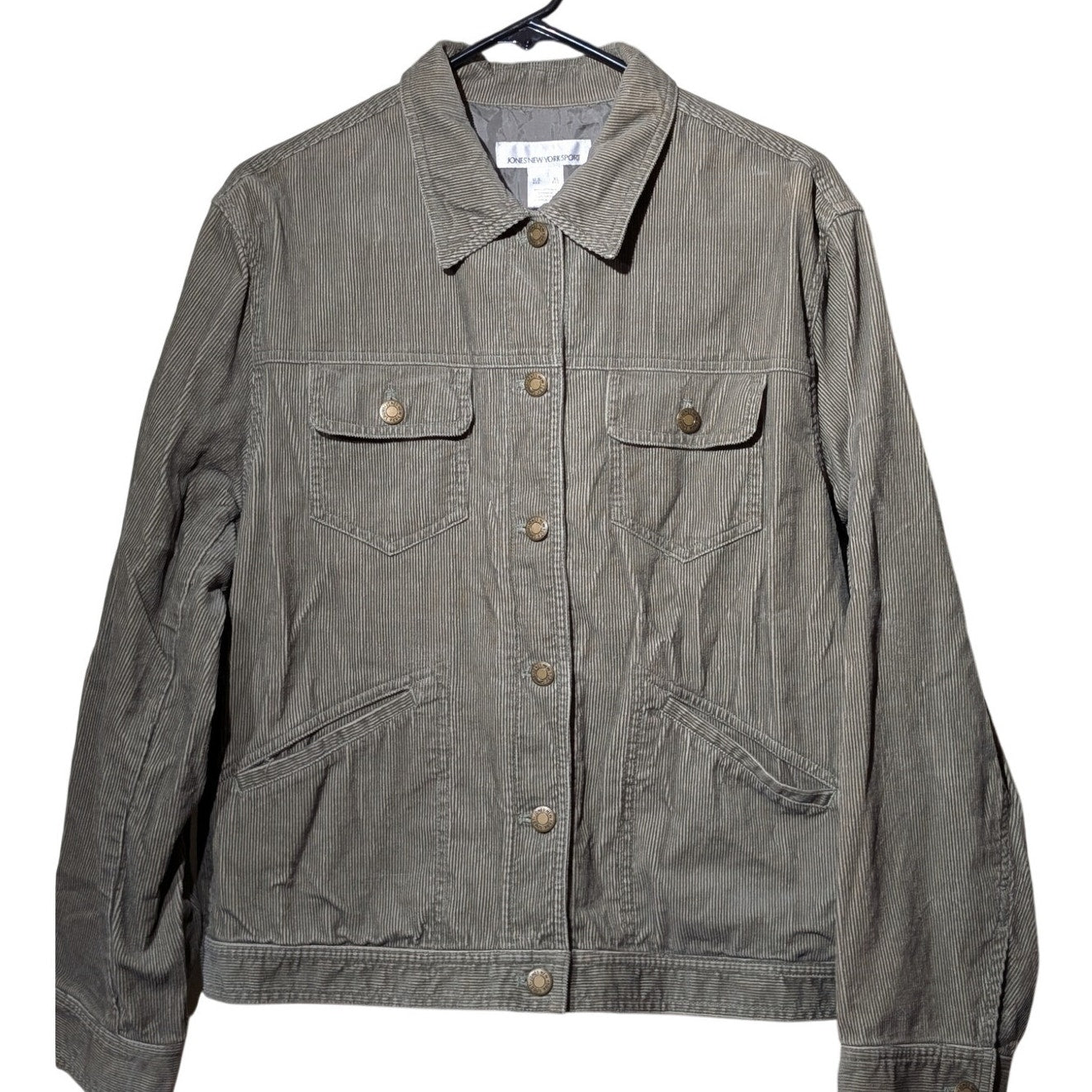 Jones New York Sport Green Corduroy Cotton Jean Style Button Front Jacket Sz XL