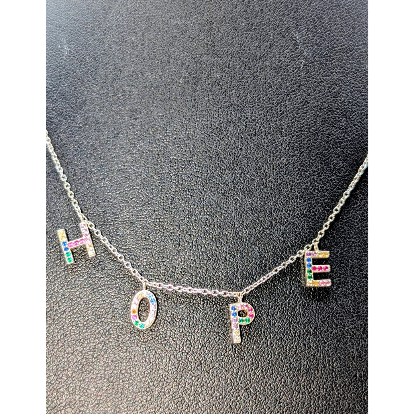 925 Sterling Silver Multi-Gemstone 'HOPE' 17"-19" Necklace