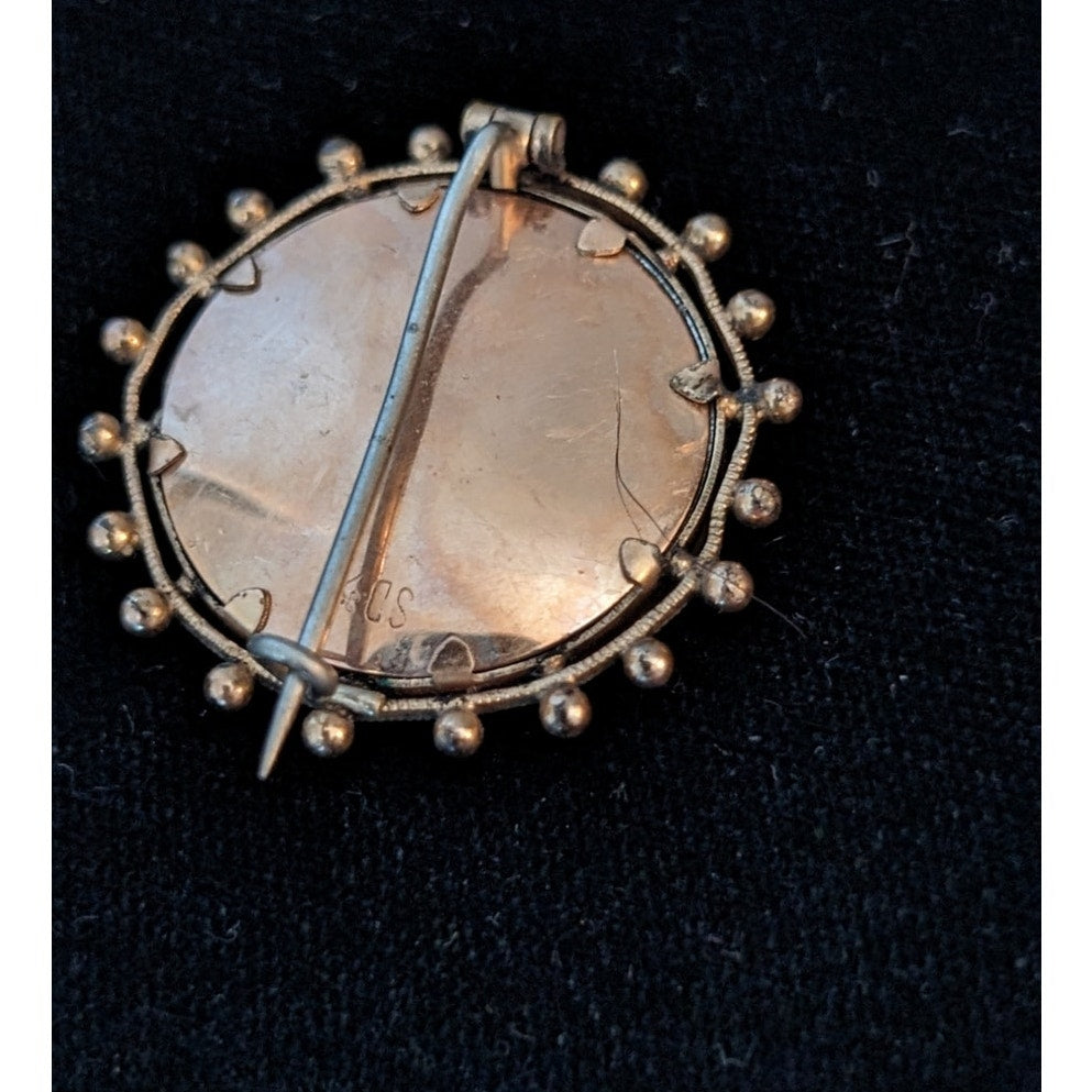 Antique 1920s Photo Frame Brooch W/ Original Picture Signed SD