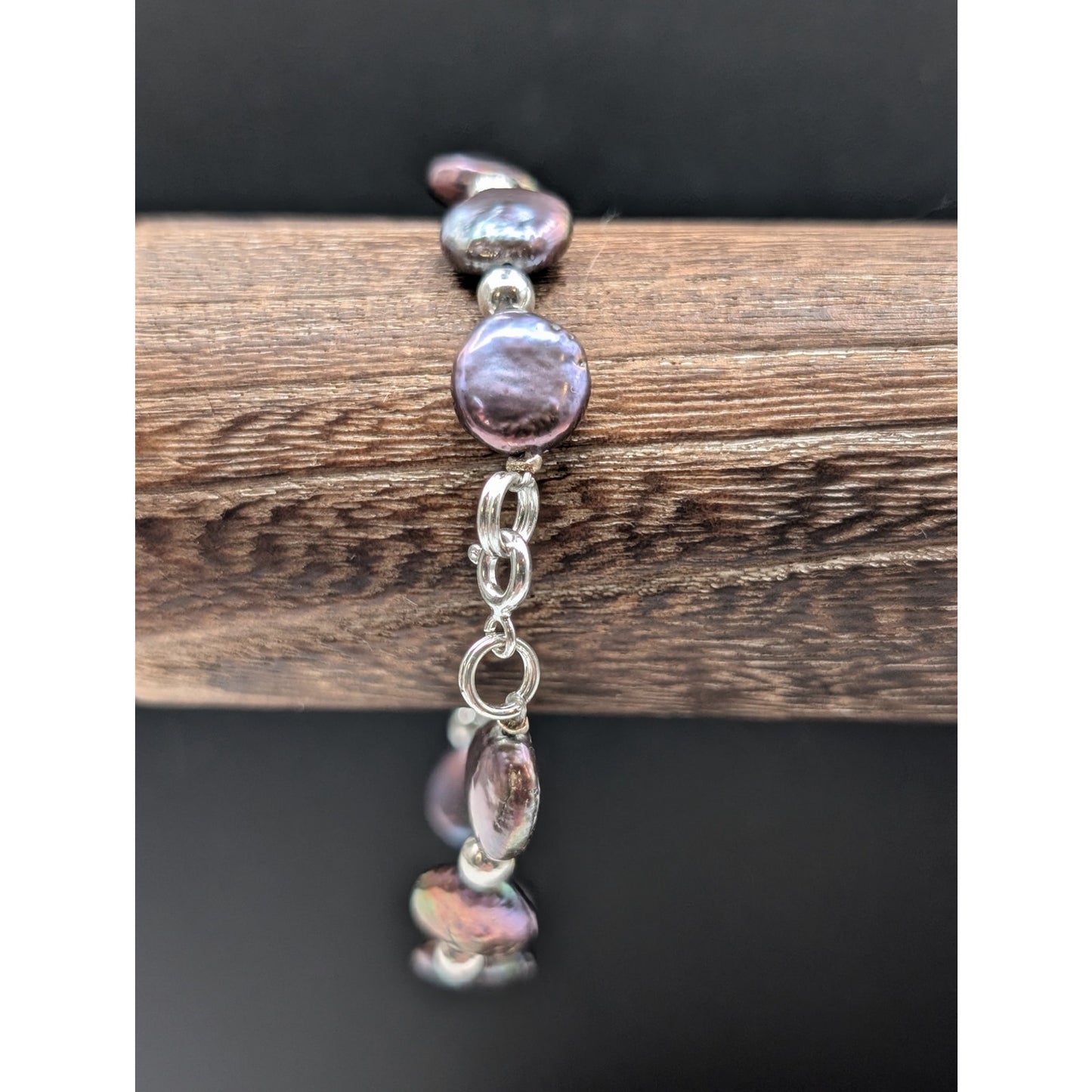 925 Sterling Peacock Coin Pearl Bracelet