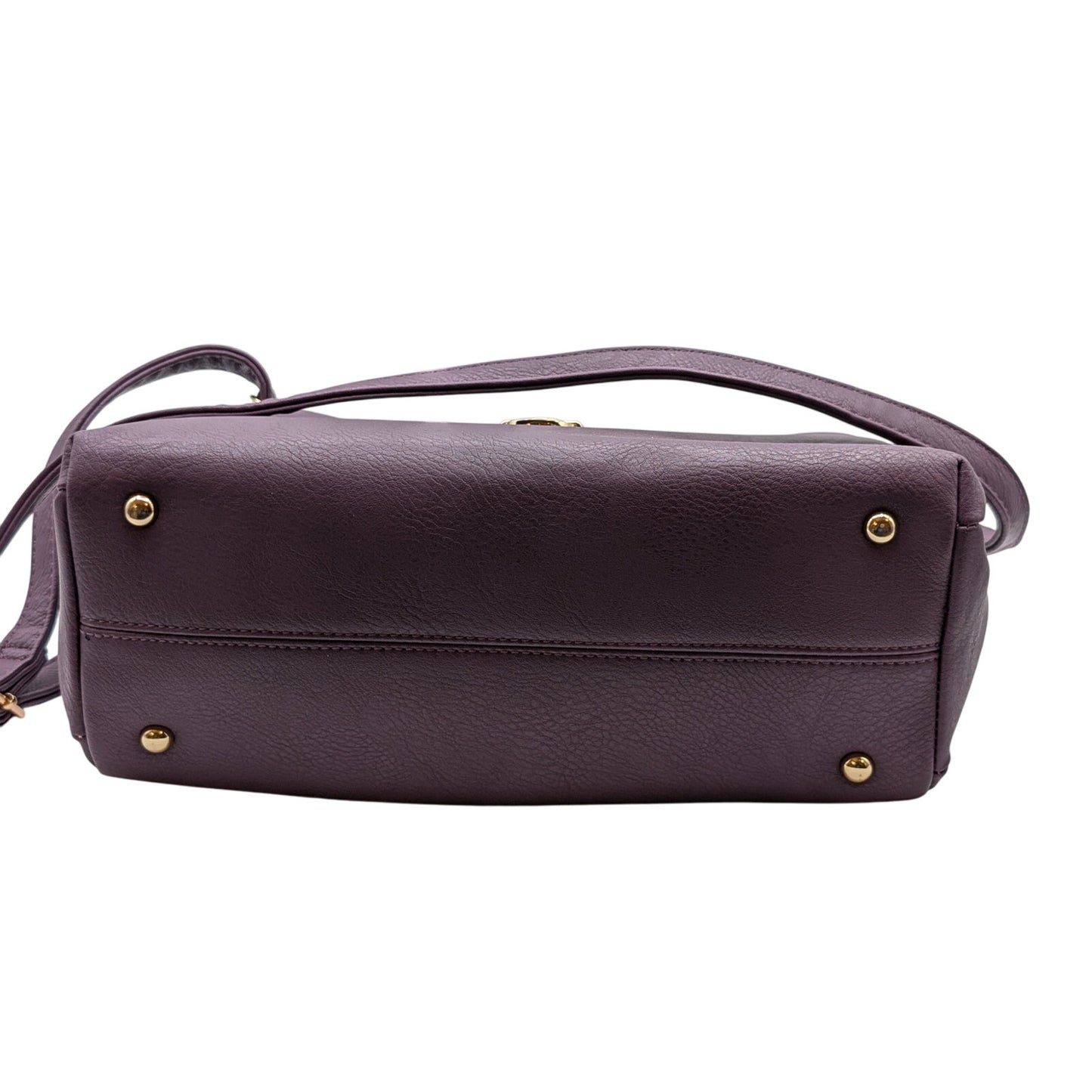 Dasein Purple Leather Gold Tone Metal Three Large Compartment Satchel Handbag