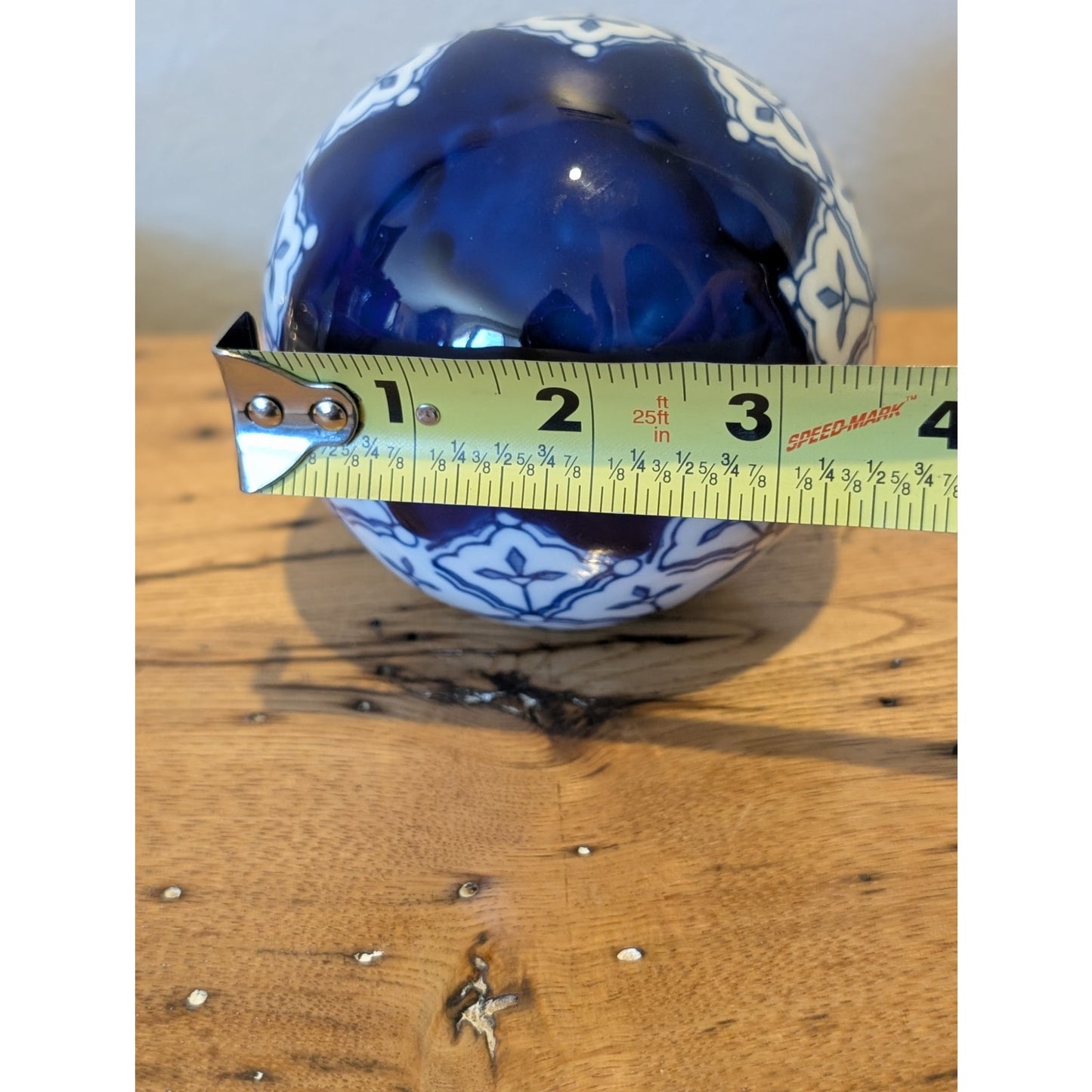 Vintage Blue & White Chinese Porcelain Chinoiserie Carpet Ball