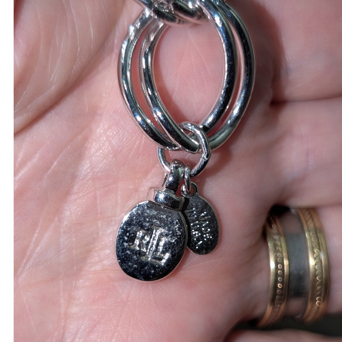 Vintage Lauren Ralph Lauren Double Curb Link Silver Tone Chain Belt 44"