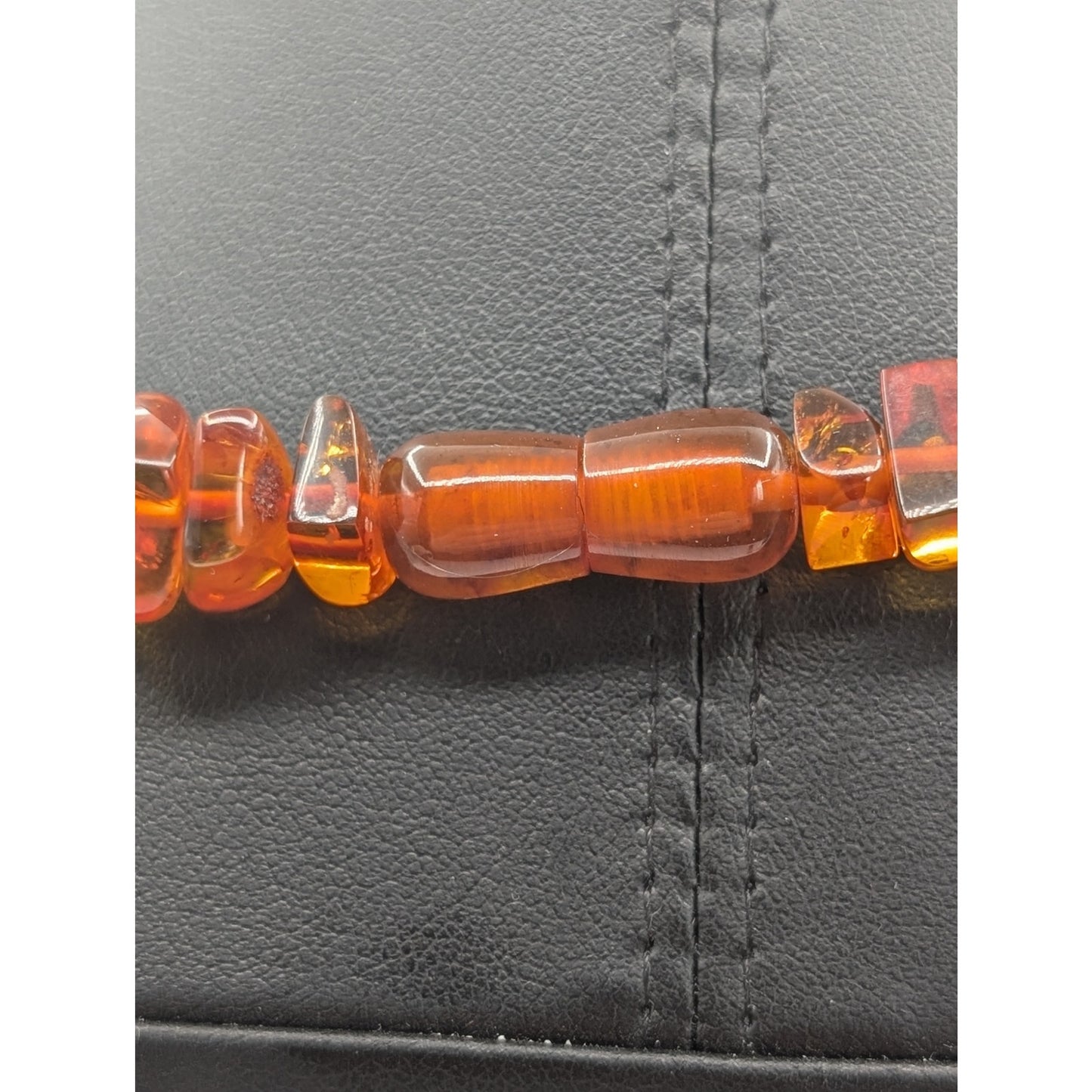 Vintage Screw Clasp 22" Amber Bead Necklace