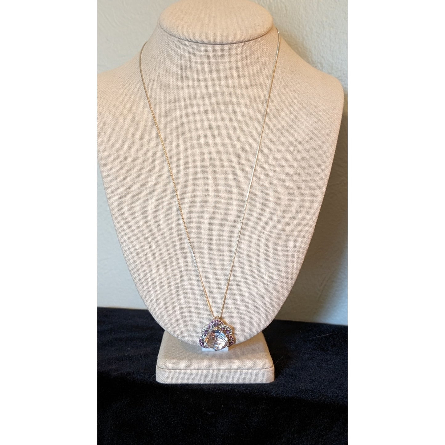 925 Lavender Faceted Trillion Cut Amethyst W/ Marquis Stones & Rounds Necklace