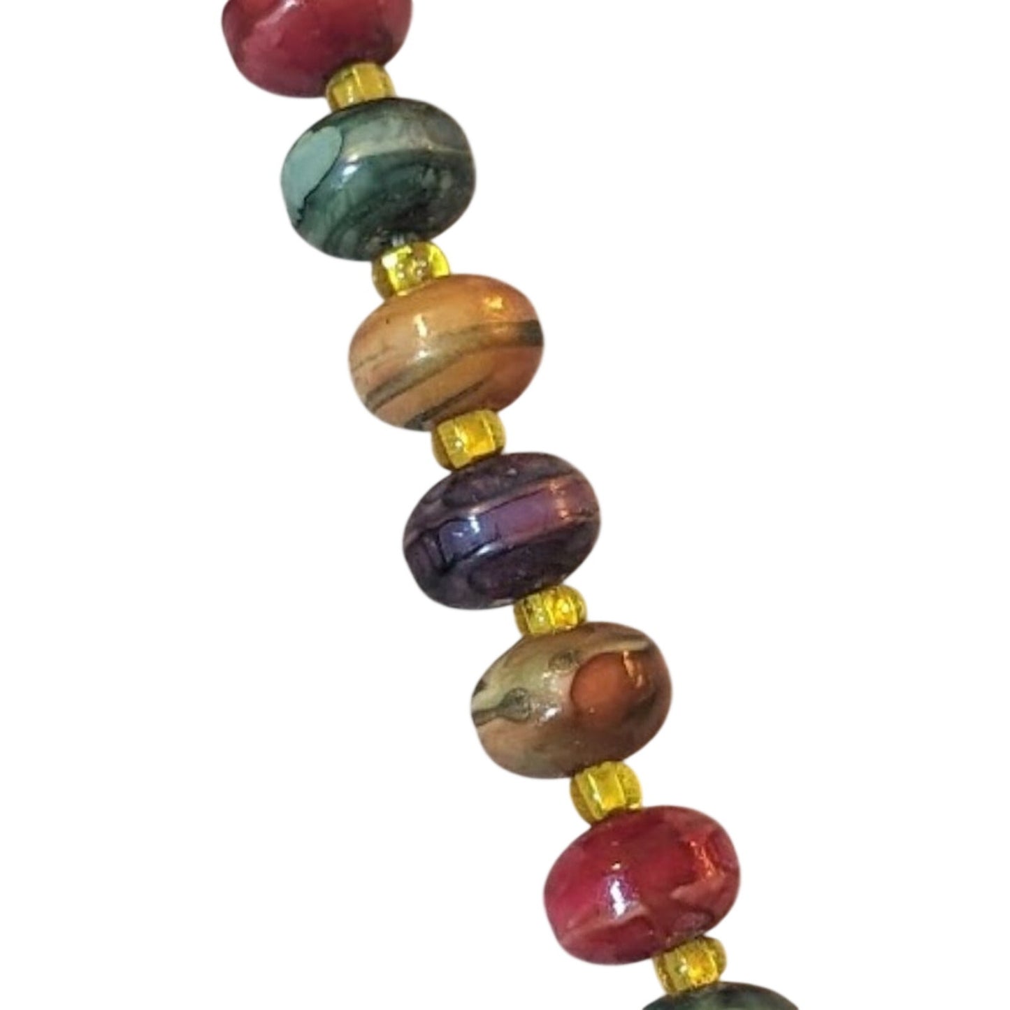 Vintage Painted Bead Necklace with Barrel Clasp