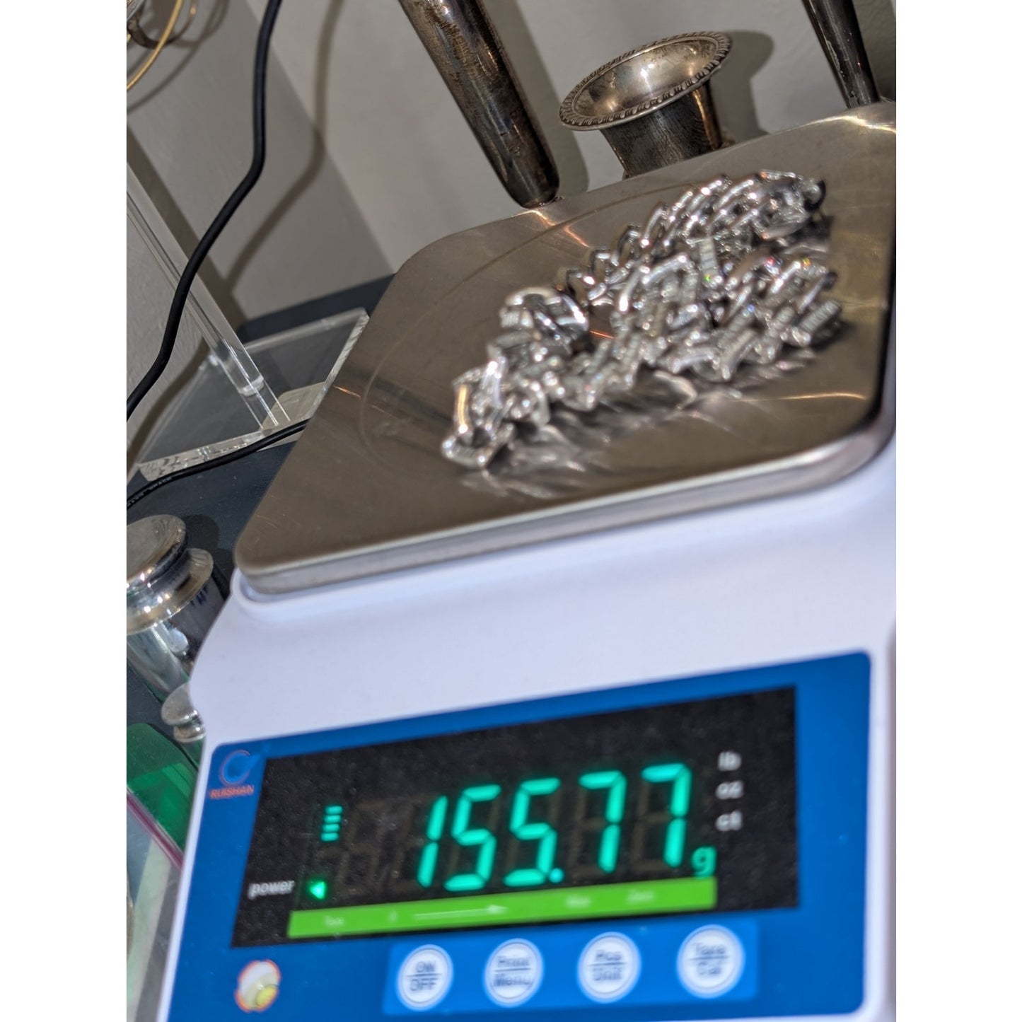 Silver Tone Baguette CZ Chunky Hip Hop Heavy Chain 20" Necklace