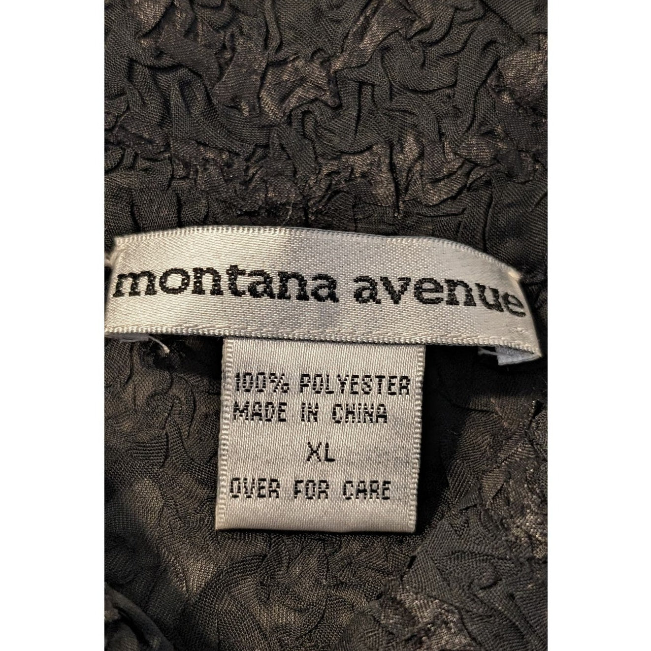 Montana Avenue Vintage Black Crinkly Ribbon Button Front Blouse Sz XL