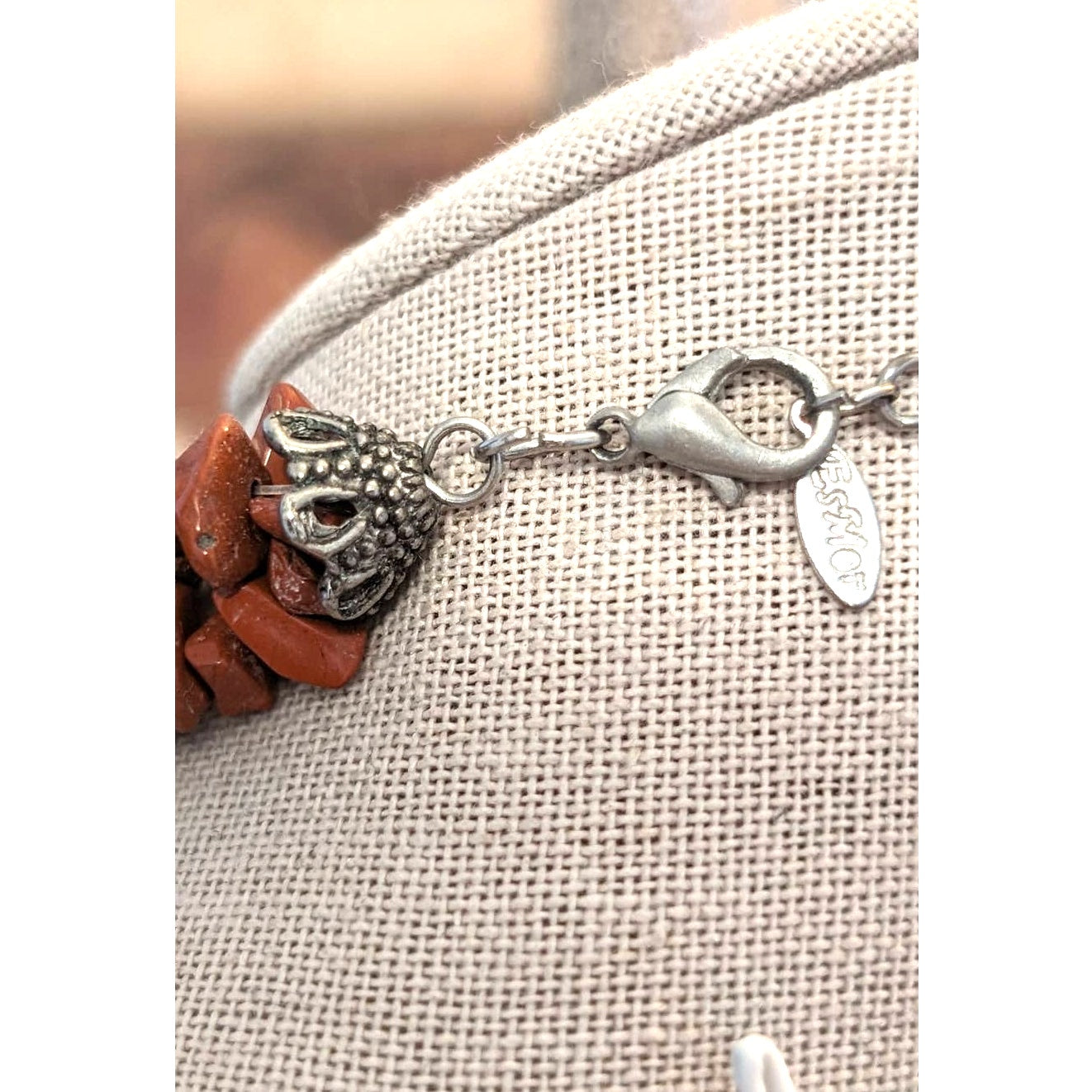 EsMor Three Strand Jasper Stone Necklace