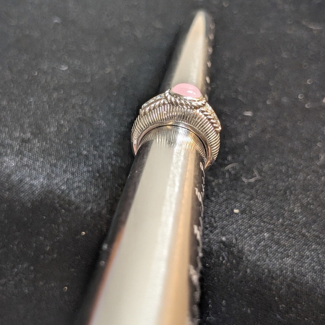 Judith Ripka Sterling Silver Pink Rose Quartz & Diamonique Ring Size 7.75