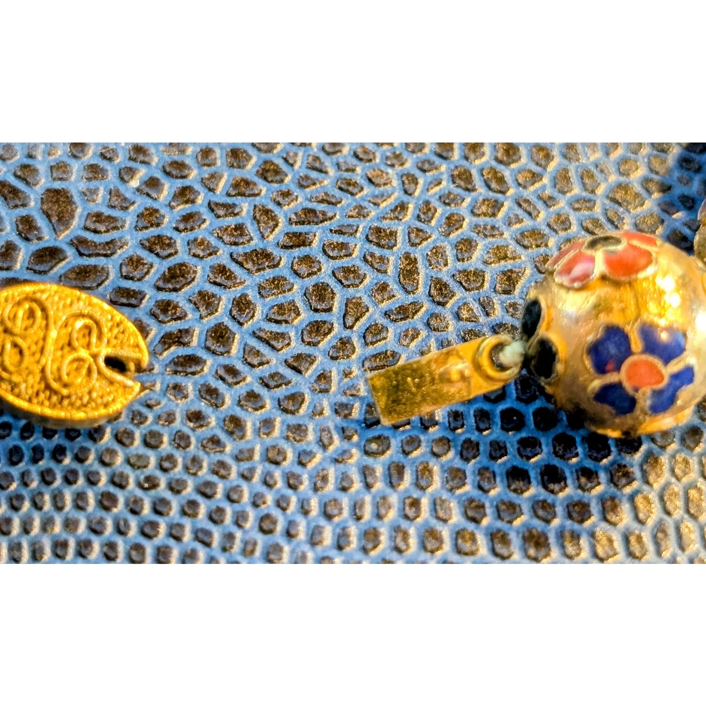 Antique Chinese Cloisonne Multi-Color Enamel Hand Knotted 14mm Bead Necklace