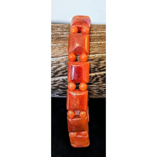 Reddish Brown Stone Bead Stretch Bracelet