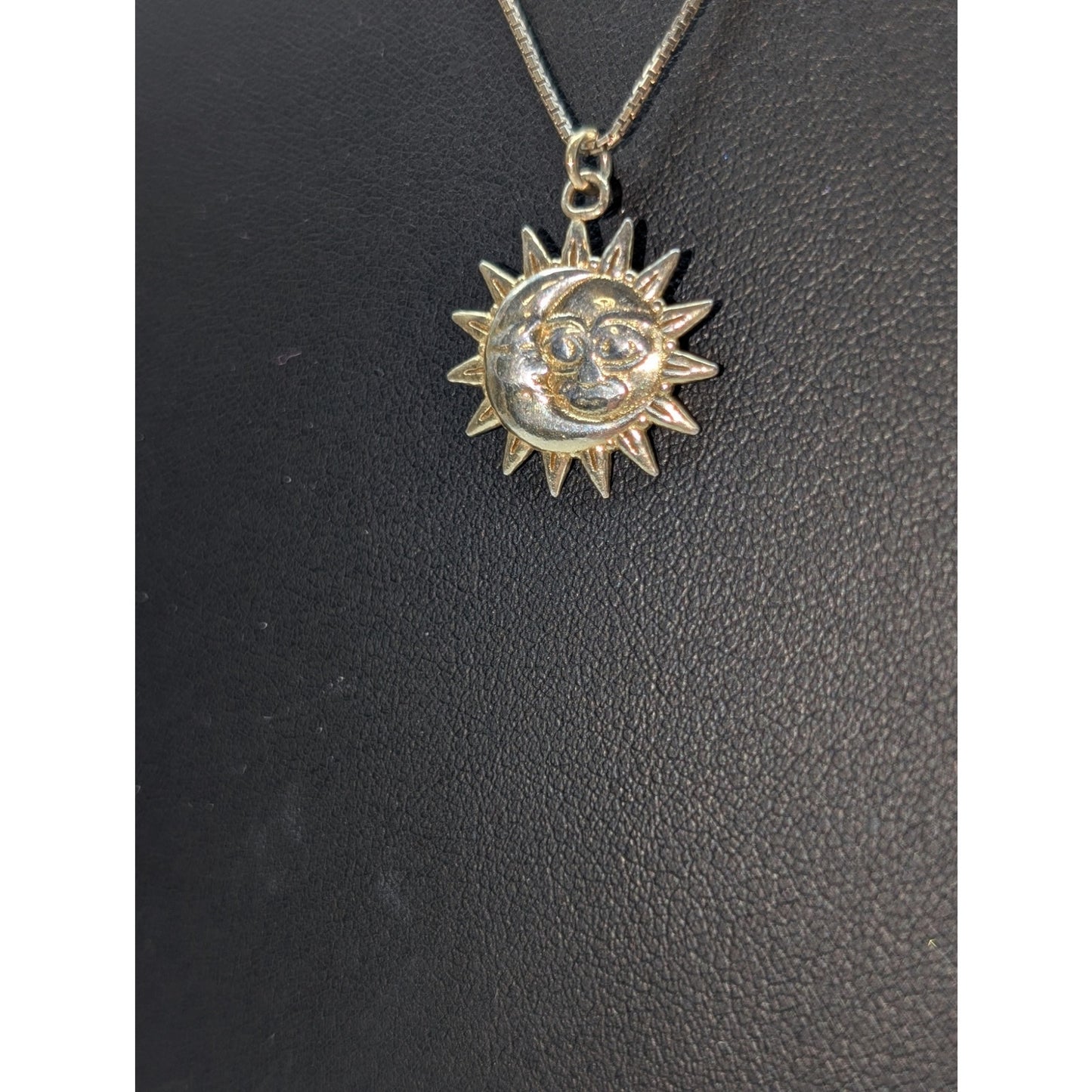 Vtg Dyadema 925 Italy Sterling Vermeil Sun Moon Pendant Box Pull Chain Necklace