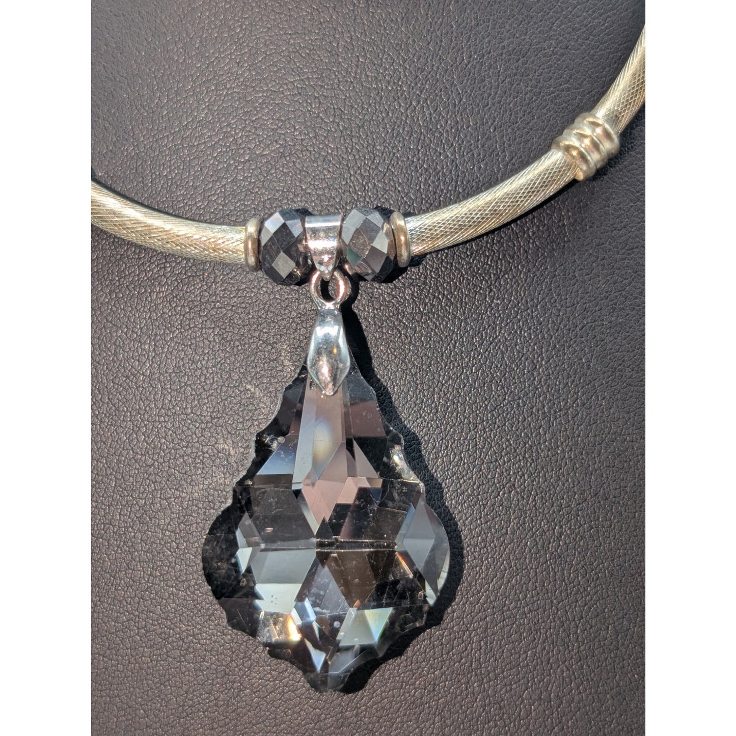 Lot of Three Crystal Bead & Pendant Rhinestone Twisted Metallic Bead Necklaces