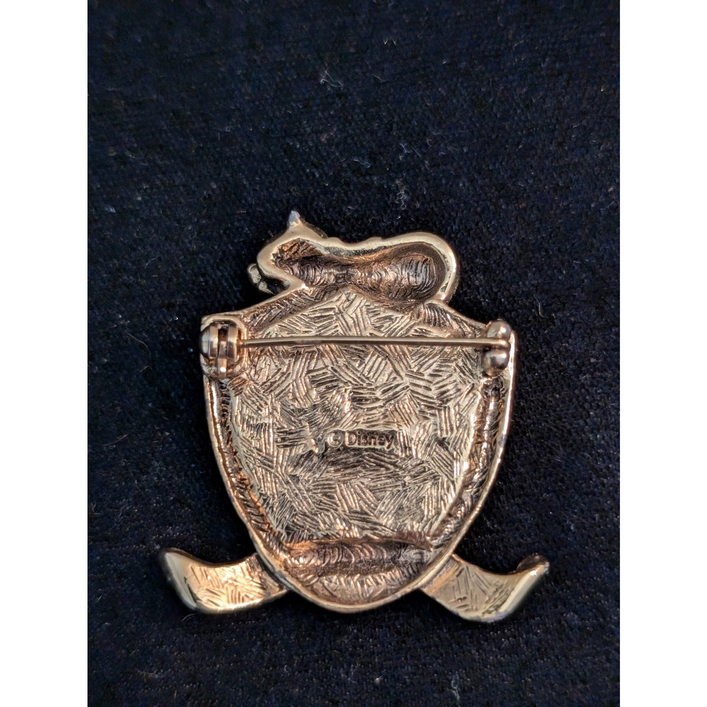 Disney Red Enamel Gold Tone Pooh Bear Silly Old Bear Crest Pin
