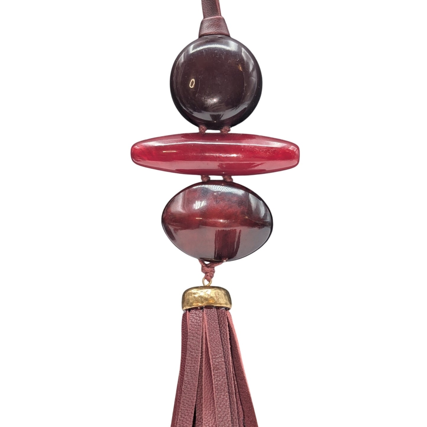 Chico's Chunky Burgundy Lucite Tassel Necklace