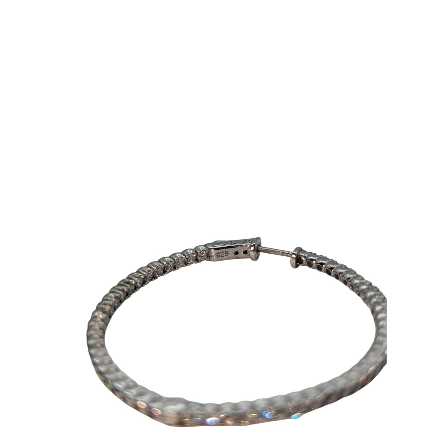 Marked 925 Gorgeous In & Out Cubic Zirconia Hoop Earrings