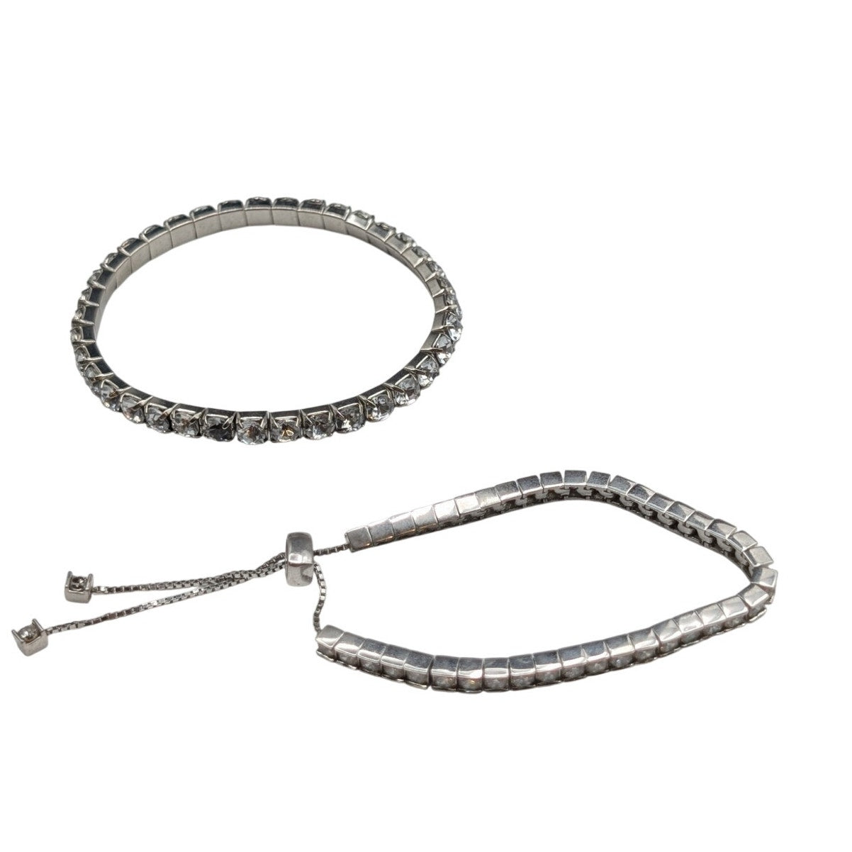 Premier Designs Channel Set CZ Pull Bracelet & Vtg Rhinestone Stretch Bracelets
