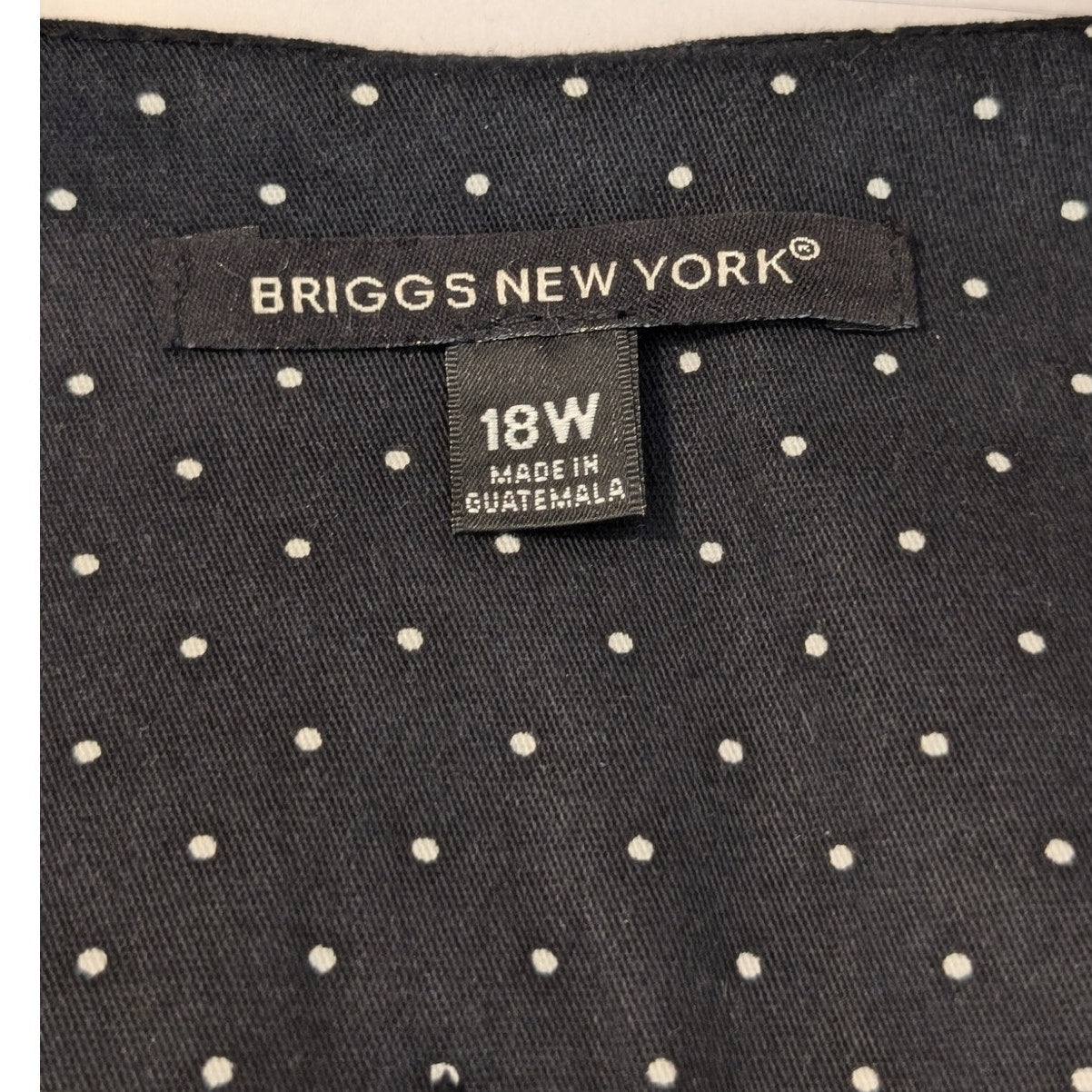 Briggs New York Black Polka Dot One Button V Cut 3/4 Sleeve Blazer Womens Sz 18W